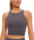 CRZ YOGA Womens U Back Sports Bra High Neck Crop - Light Support