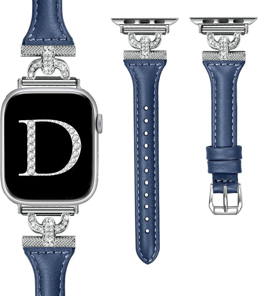 Diamond D-Shape Leather Bands for Apple Watch by OULUCCI