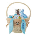 Personalized Bunny Easter Basket with Folding Handle - Vintage Wicker