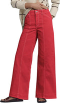 Allimy High Waist Front Seamed Wide-Leg Jeans - Retro Fit