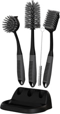 Dish Brush Set of 5 with Holder - Versatile Kitchen Scrub Brushes