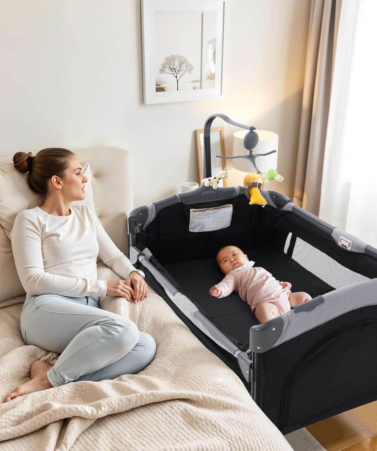 5 in 1 Baby Crib and Bedside Sleeper for Safe Co-Sleeping