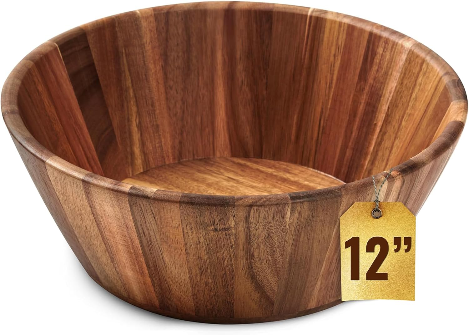 Handmade Wooden Salad Bowl - 12in Round Design for Dining