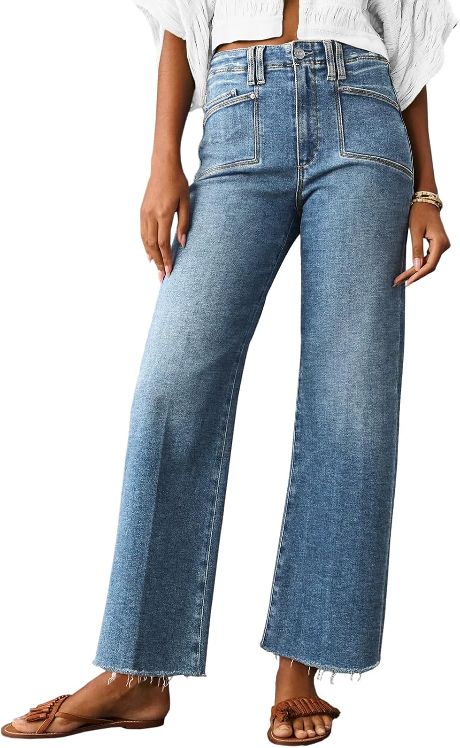 Cicy Bell Womens High Waisted Cropped Jeans for Trendy Style