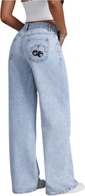 Bowknot Embroidery Jeans Y2k Straight Leg Boyfriend Denim Pants