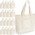 Reginary 16 Pcs Canvas Tote Bags Bulk 18in - Reusable DIY Gift Bags