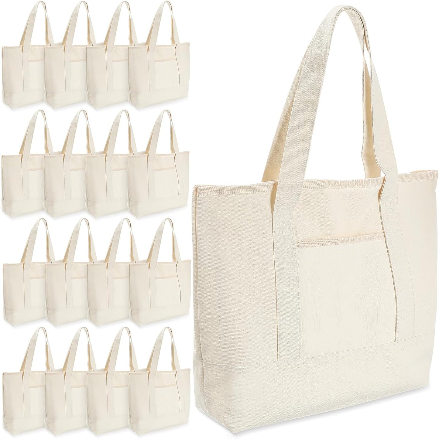 Reginary 16 Pcs Canvas Tote Bags Bulk for DIY and Shopping