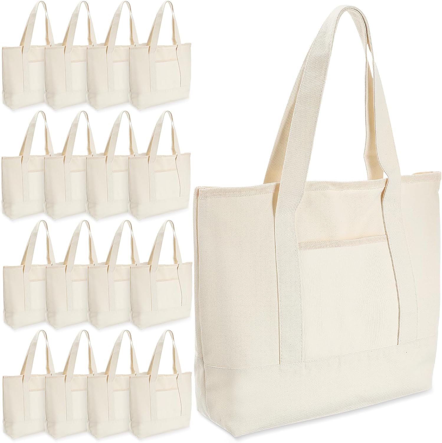Reginary 16 Pcs Canvas Tote Bags Bulk for DIY and Shopping