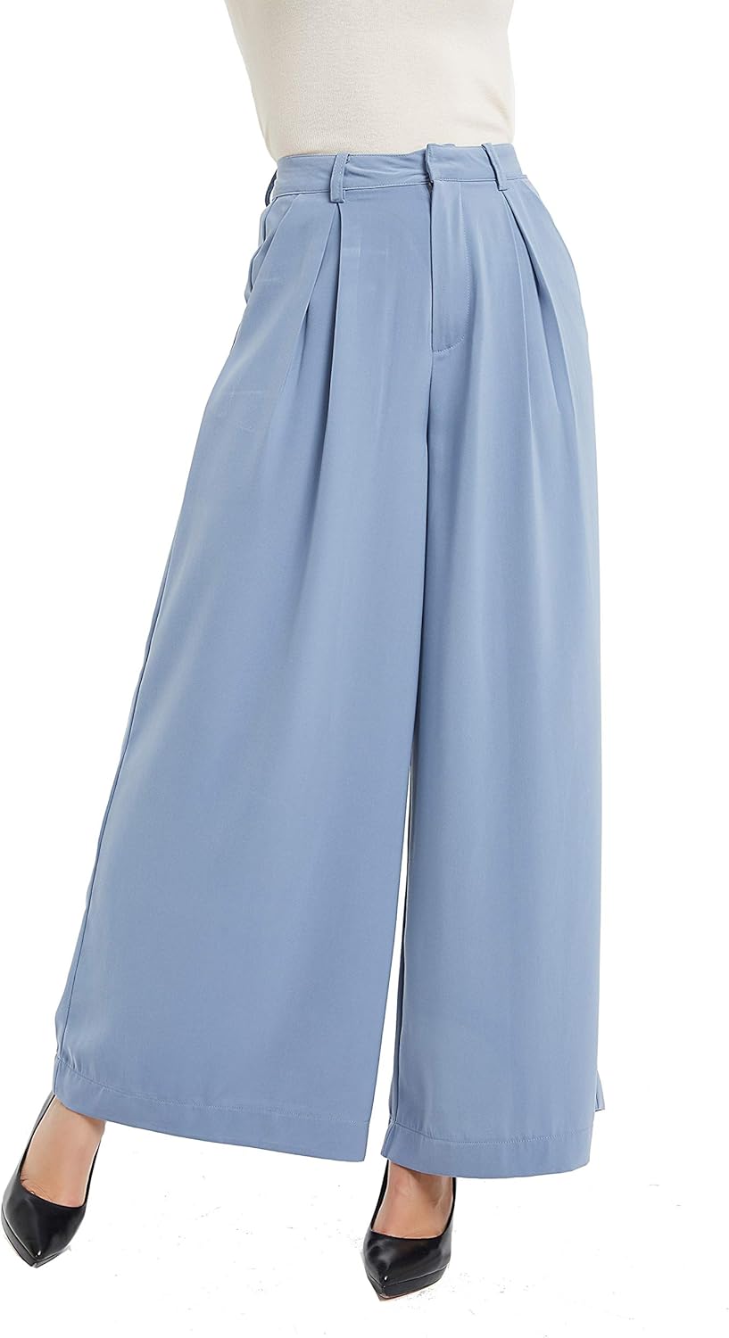 Tronjori Women High Waist Casual Wide Leg Palazzo Pants Review
