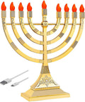 Gold LED Menorah Pack of 2 - USB or Battery Powered