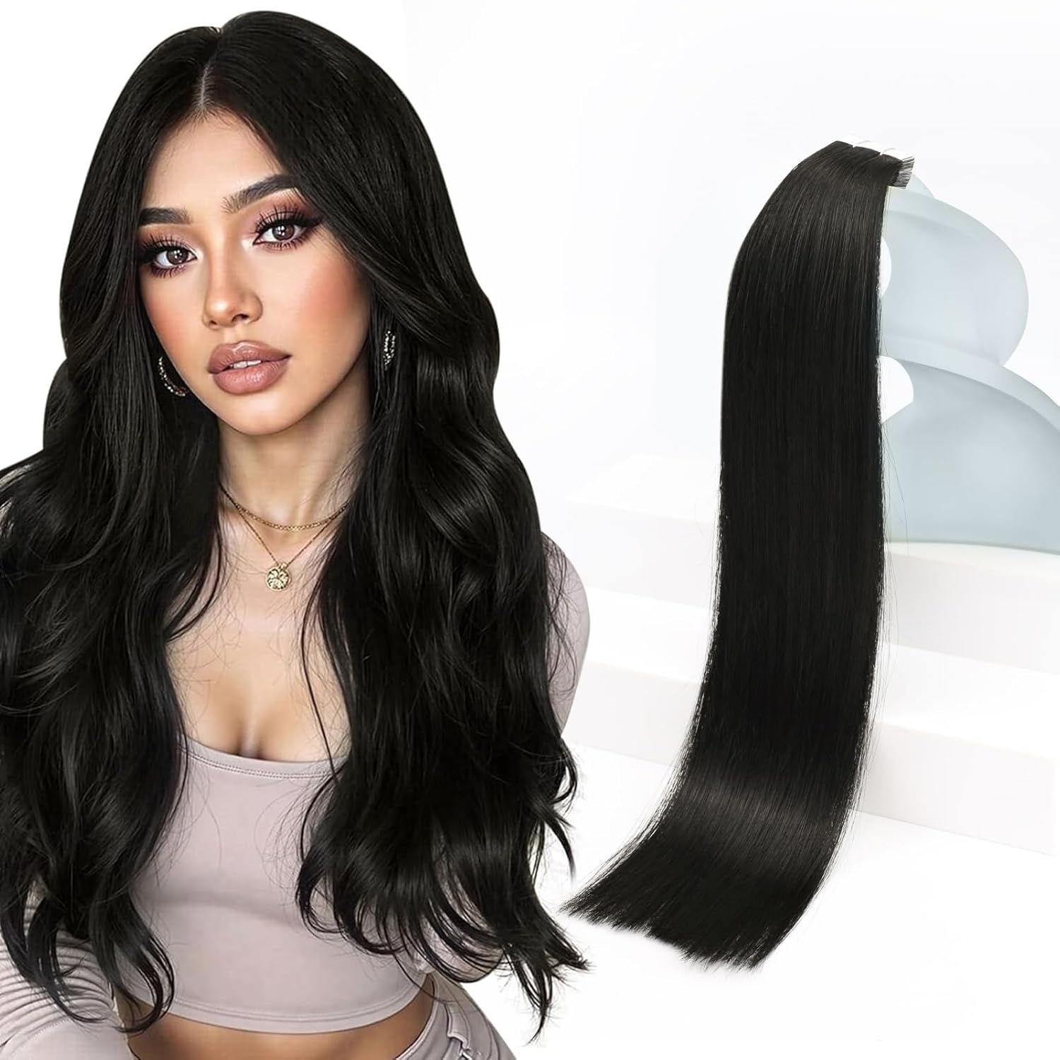 Sunny Hair Tape in Hair Extensions for Natural Black 22 inch