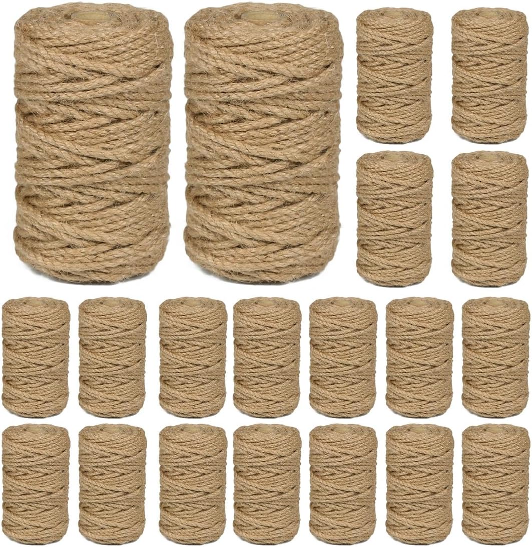 20Pcs 5mm Natural Jute Twine Rope for Craft and Garden Use