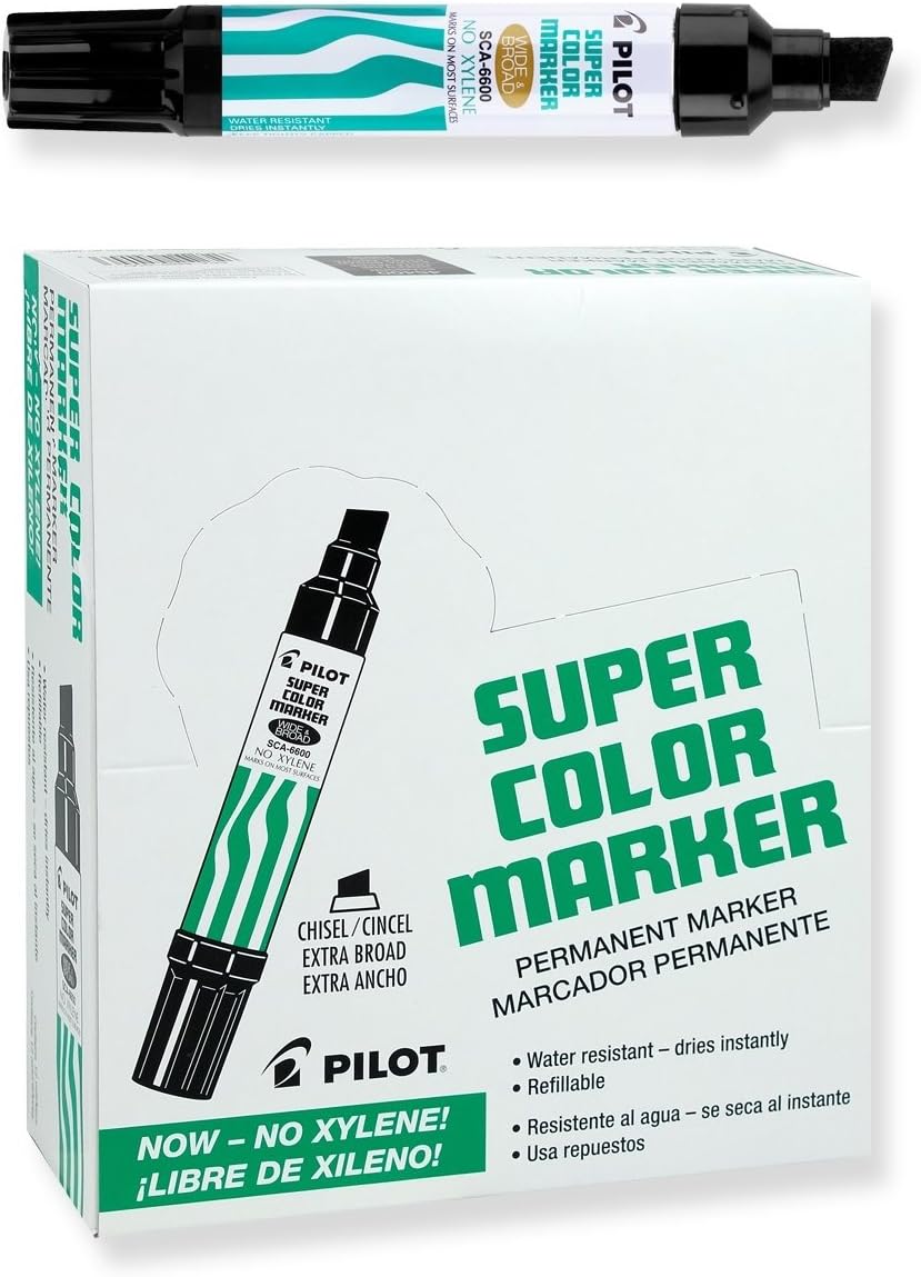 PILOT Super Color Jumbo Refillable Permanent Markers, 12-Pack