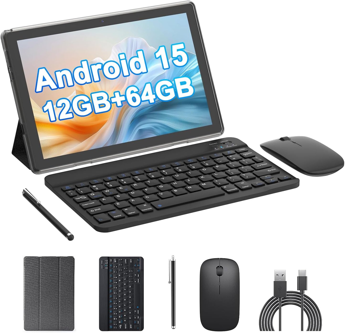 10 Inch Android 15 Tablet with 12GB RAM and 64GB Storage