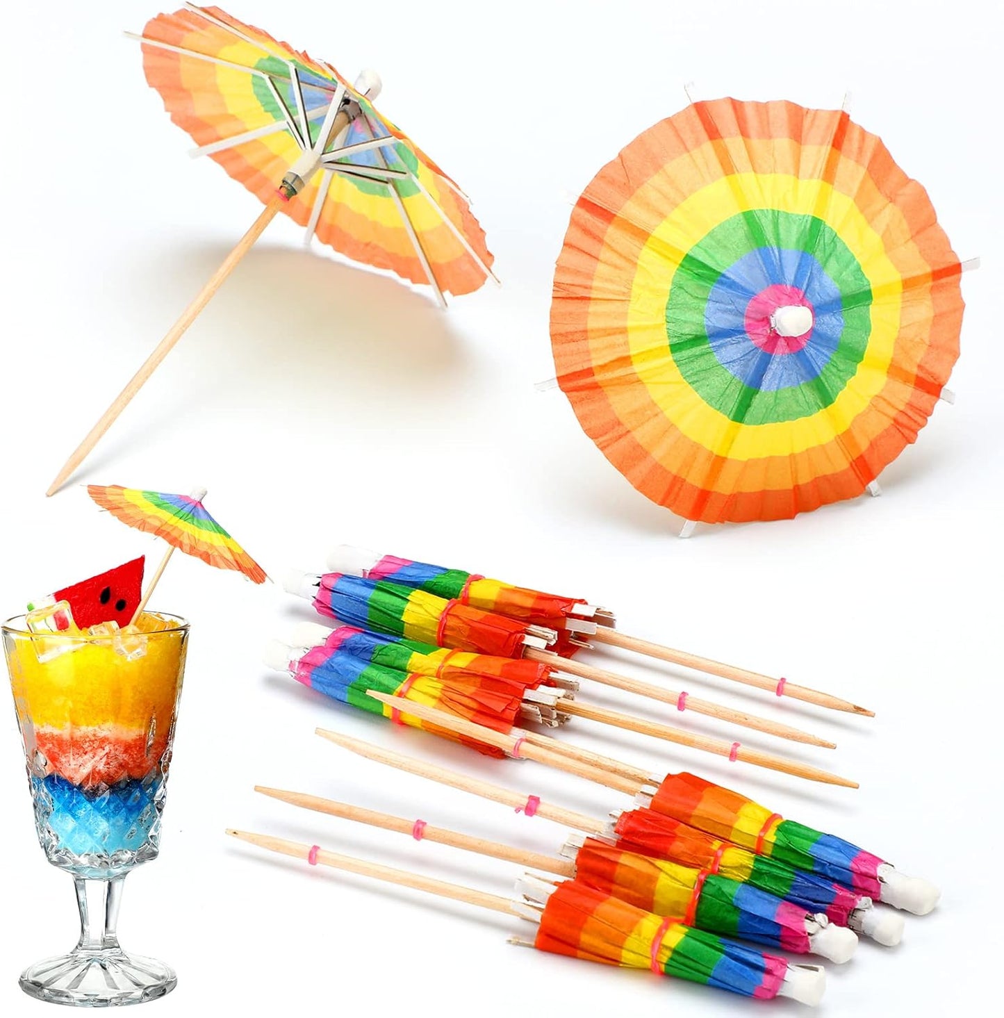 Rainbow Summer Cocktail Umbrellas - 50 PC