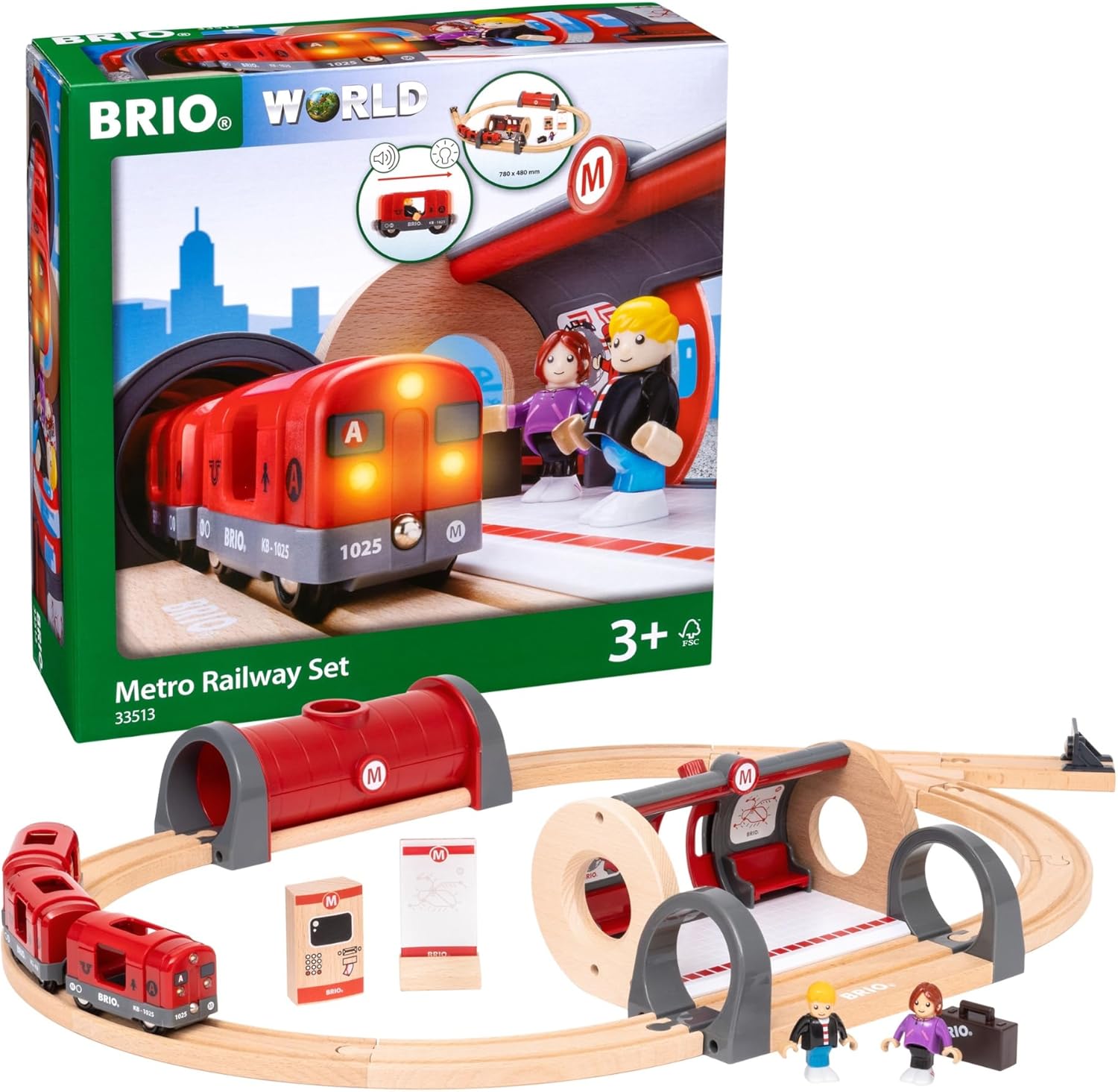 BRIO Metro Railway Set - 20-Piece Wooden Train Adventure