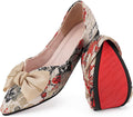Womens Pointed Toe Bow Embroidery Ballet Flats - Soft Memory Foam
