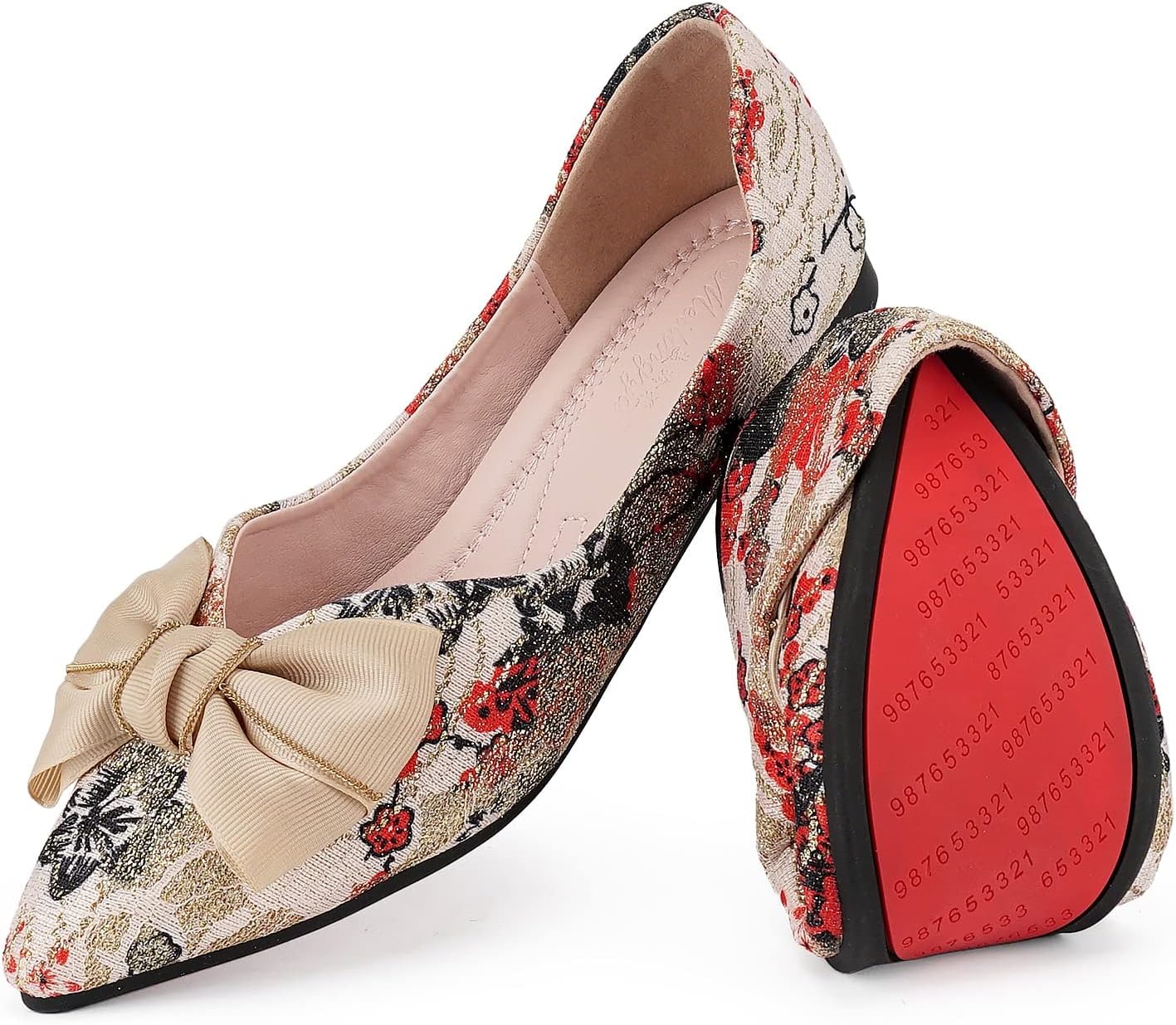 Hxlber Women's Comfortable Pointed Toe Bow Ballet Flats Shoes