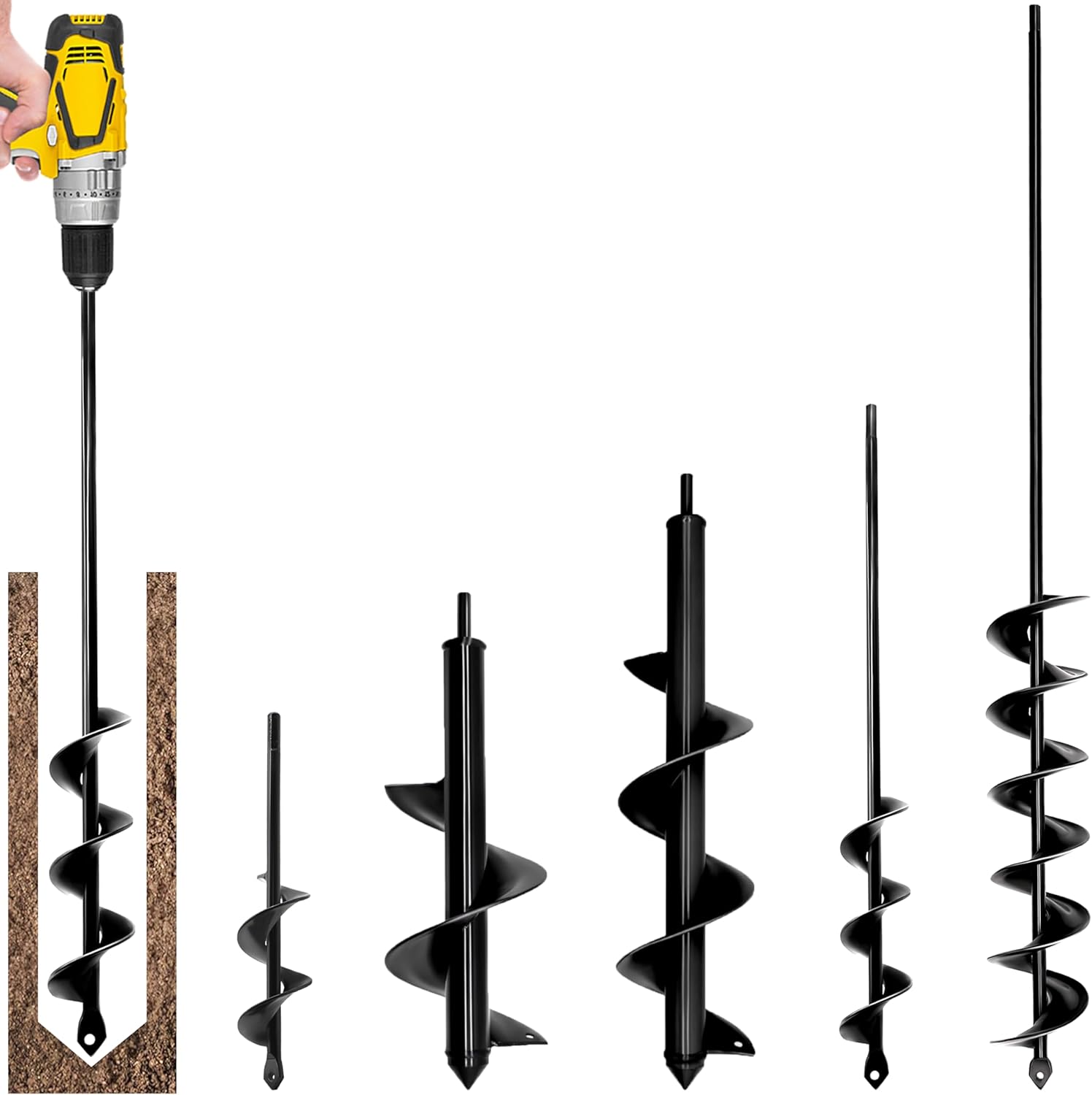 5pcs Auger Drill Bit for Planting - Efficient Bulb Planter Tool