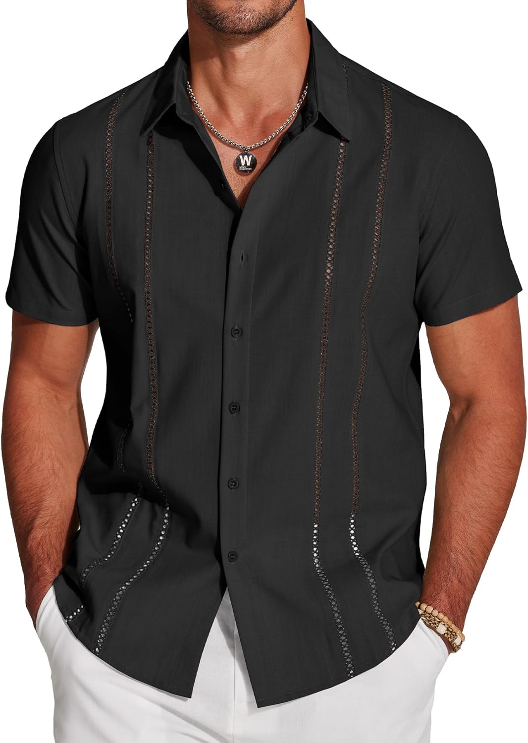 COOFANDY Men's Cuban Guayabera Shirt for Summer Style