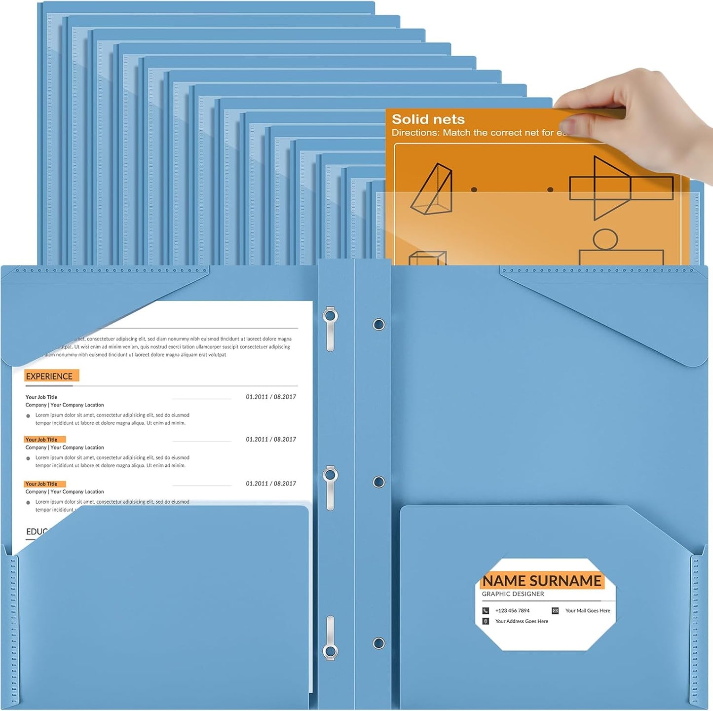Henoyso 36 Pcs Plastic Folder with Clear Front Pocket for School