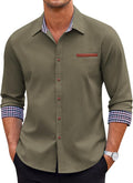 COOFANDY Men's Long Sleeve Denim Button Down Shirt - Casual Vintage