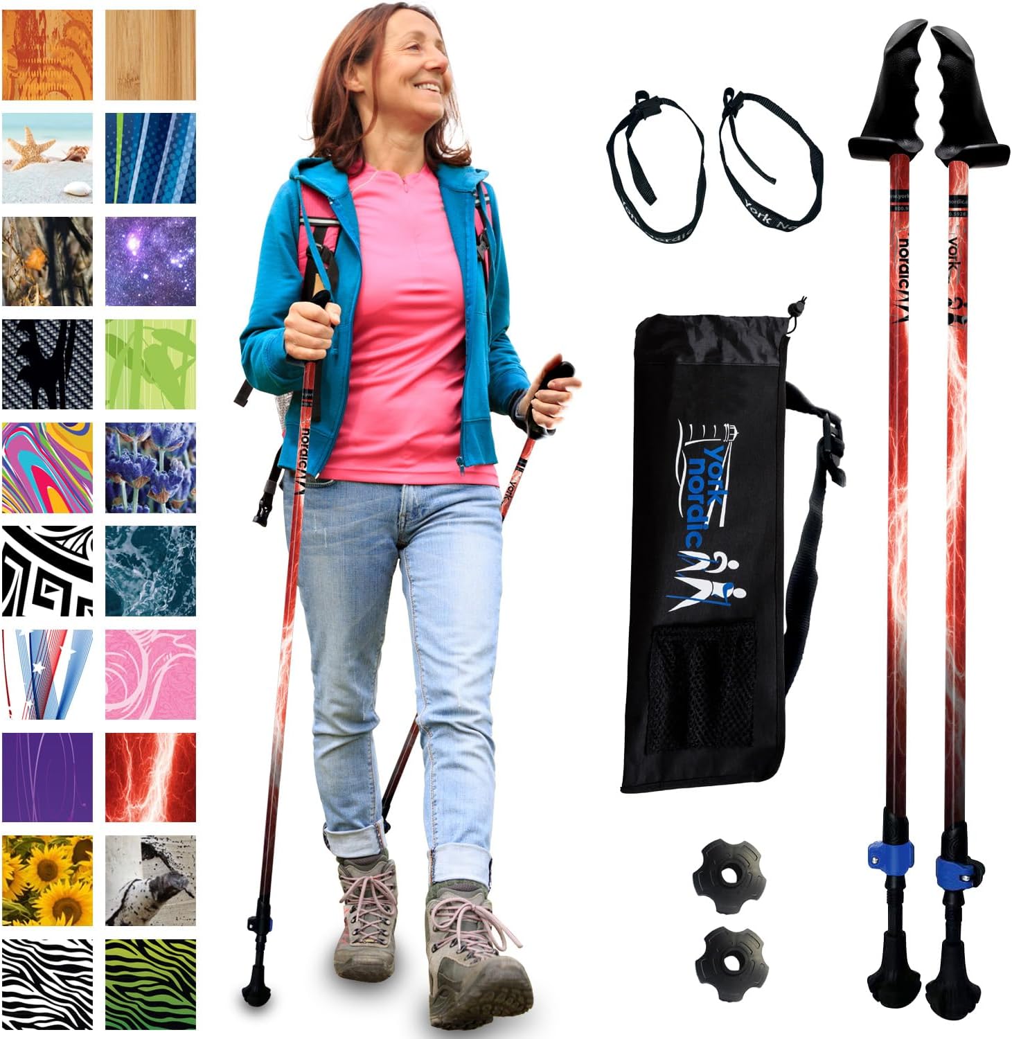 York Nordic Adjustable Walking Poles for Balance & Stability