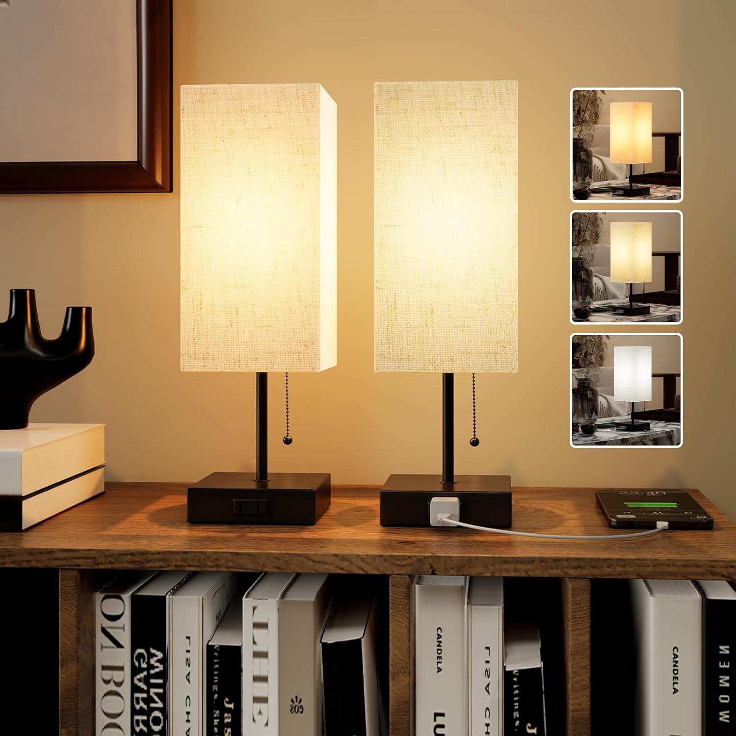Bedside Lamp with AC Outlets & Adjustable Light | Home Decor Essential