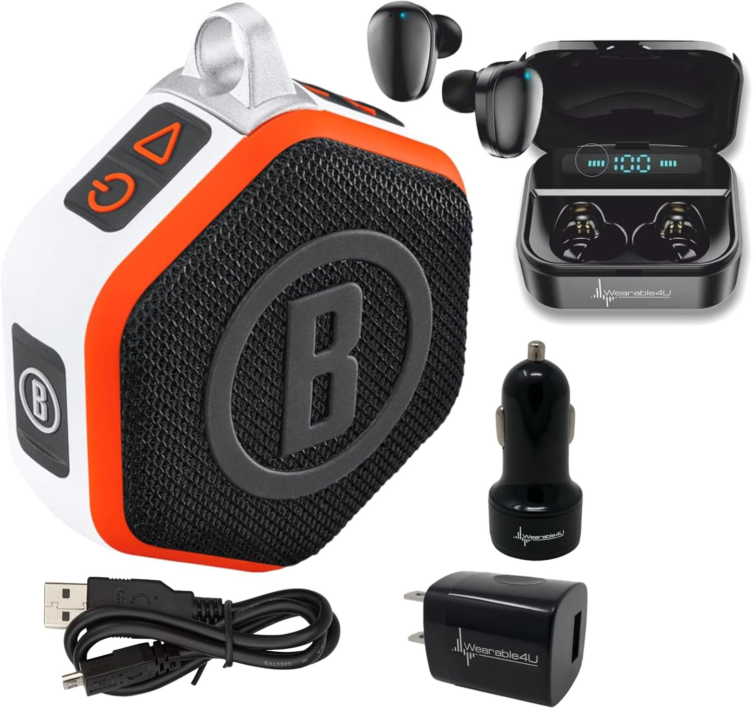 Bushnell Wingman Mini GPS Bluetooth Speaker with Earbuds Bundle