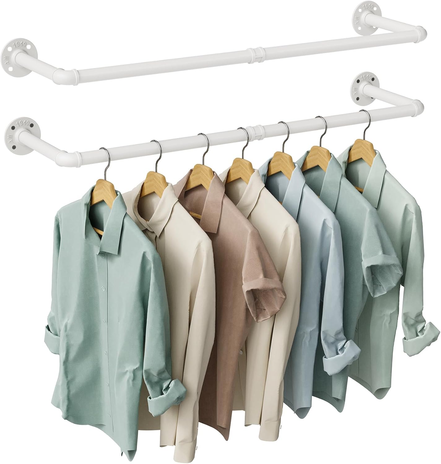 Industrial Pipe Clothes Rack Set of 2 for Laundry and Closet