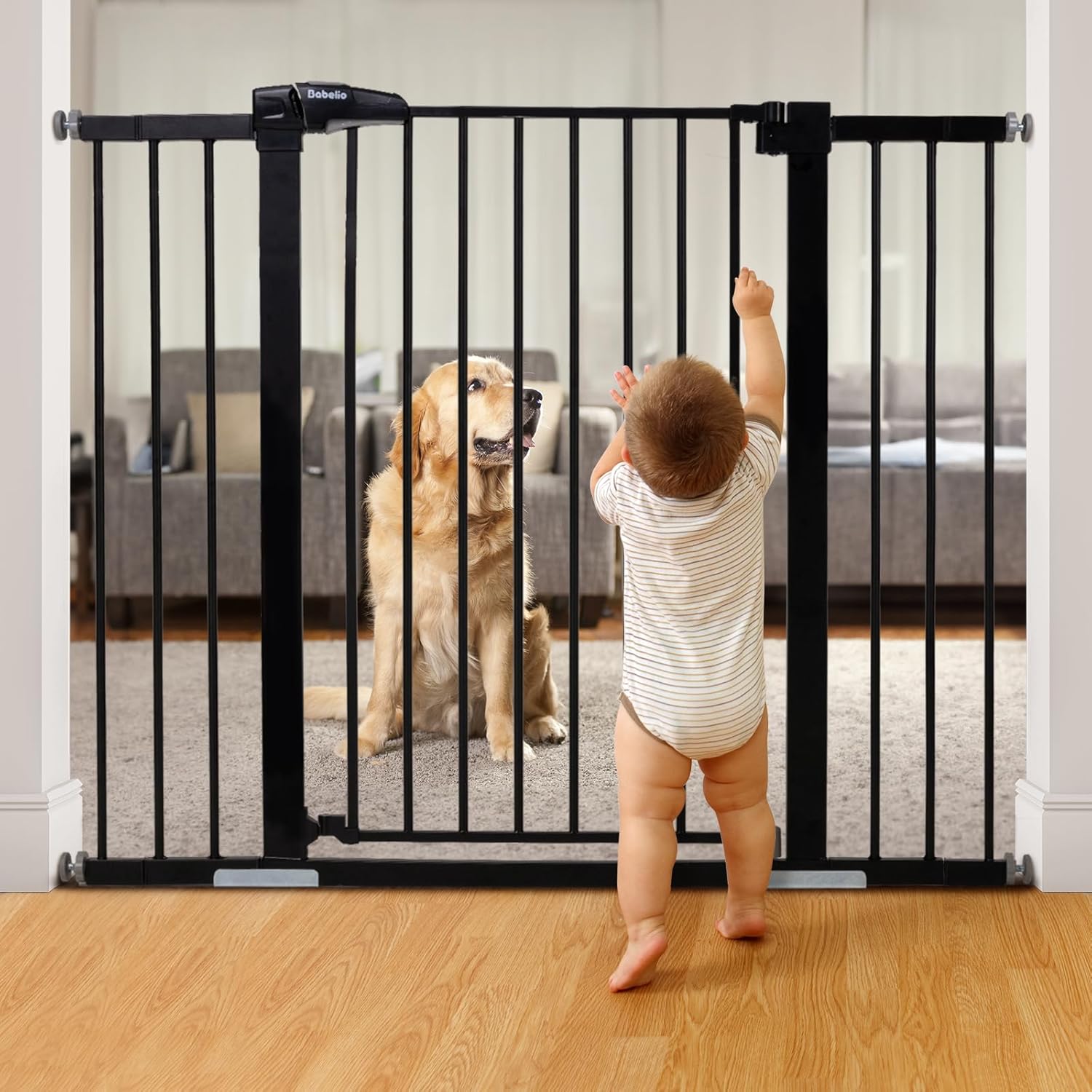 BABELIO 36 Tall Baby Gate for Stairs & Doorways - Auto-Close