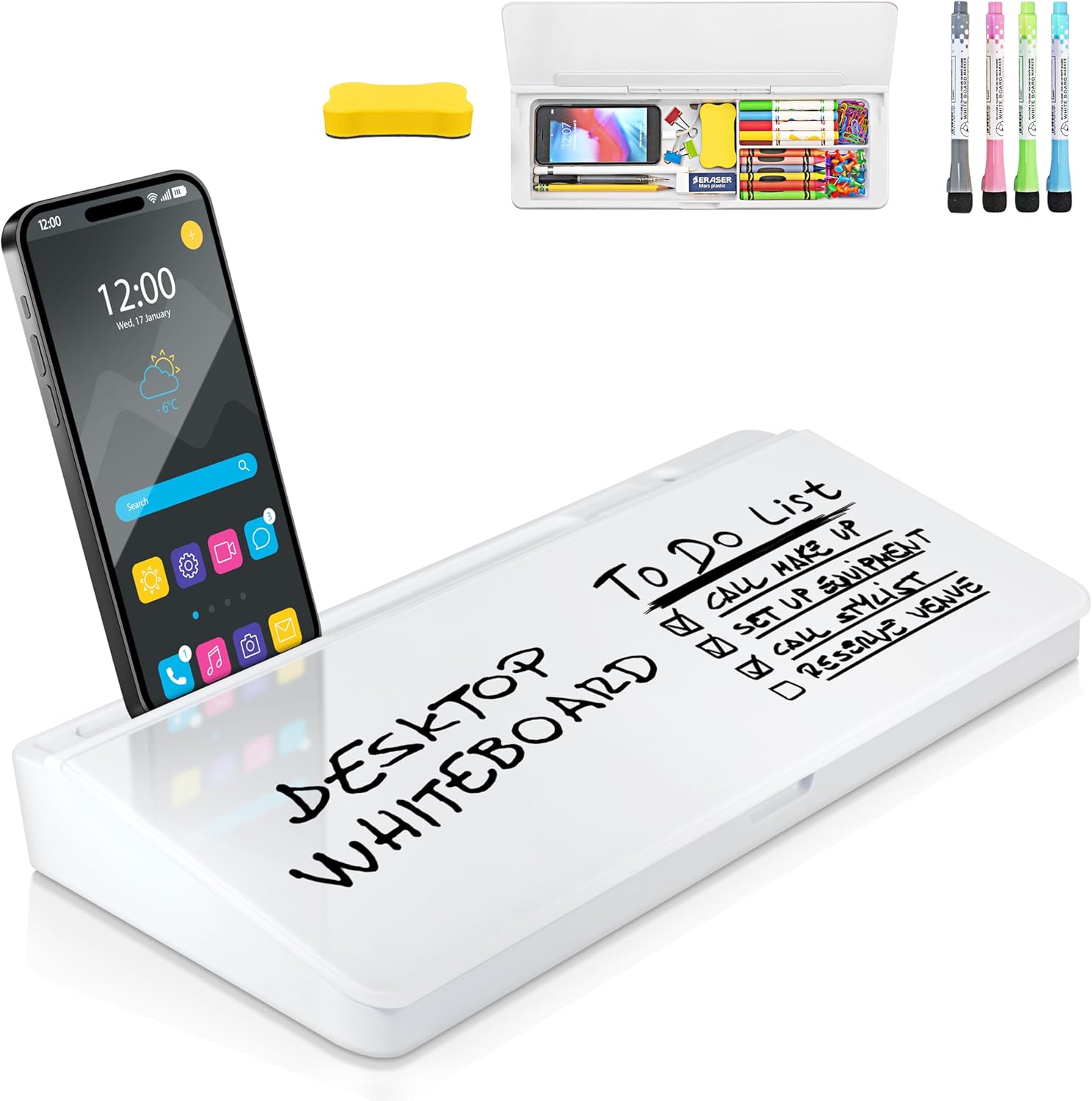 Glass Desktop Whiteboard Organizer - Study & Work Efficiently