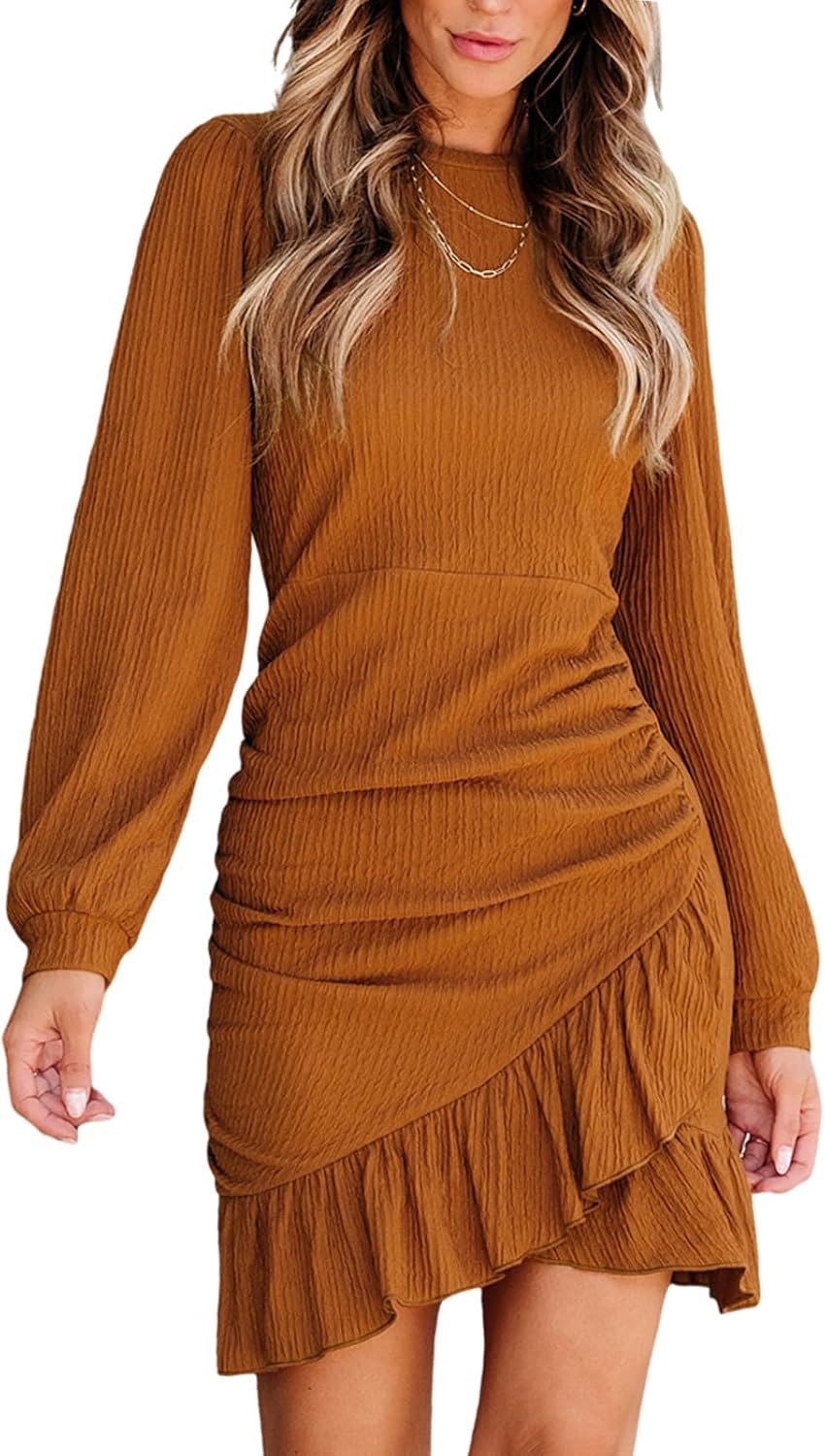 CUPSHE Women Knit Ruched Fall Dress for Chic Casual Style