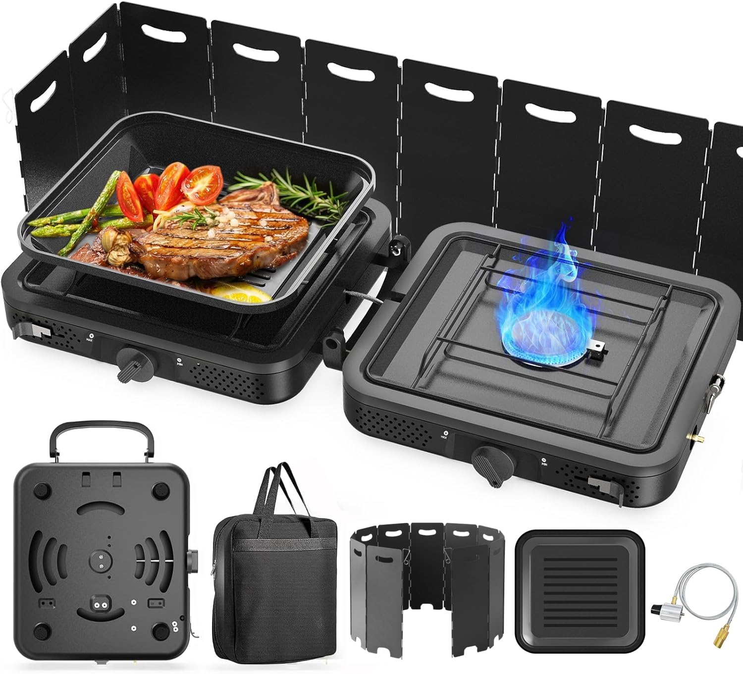 2 Burner Portable Camping Stove for Outdoor Cooking and BBQ