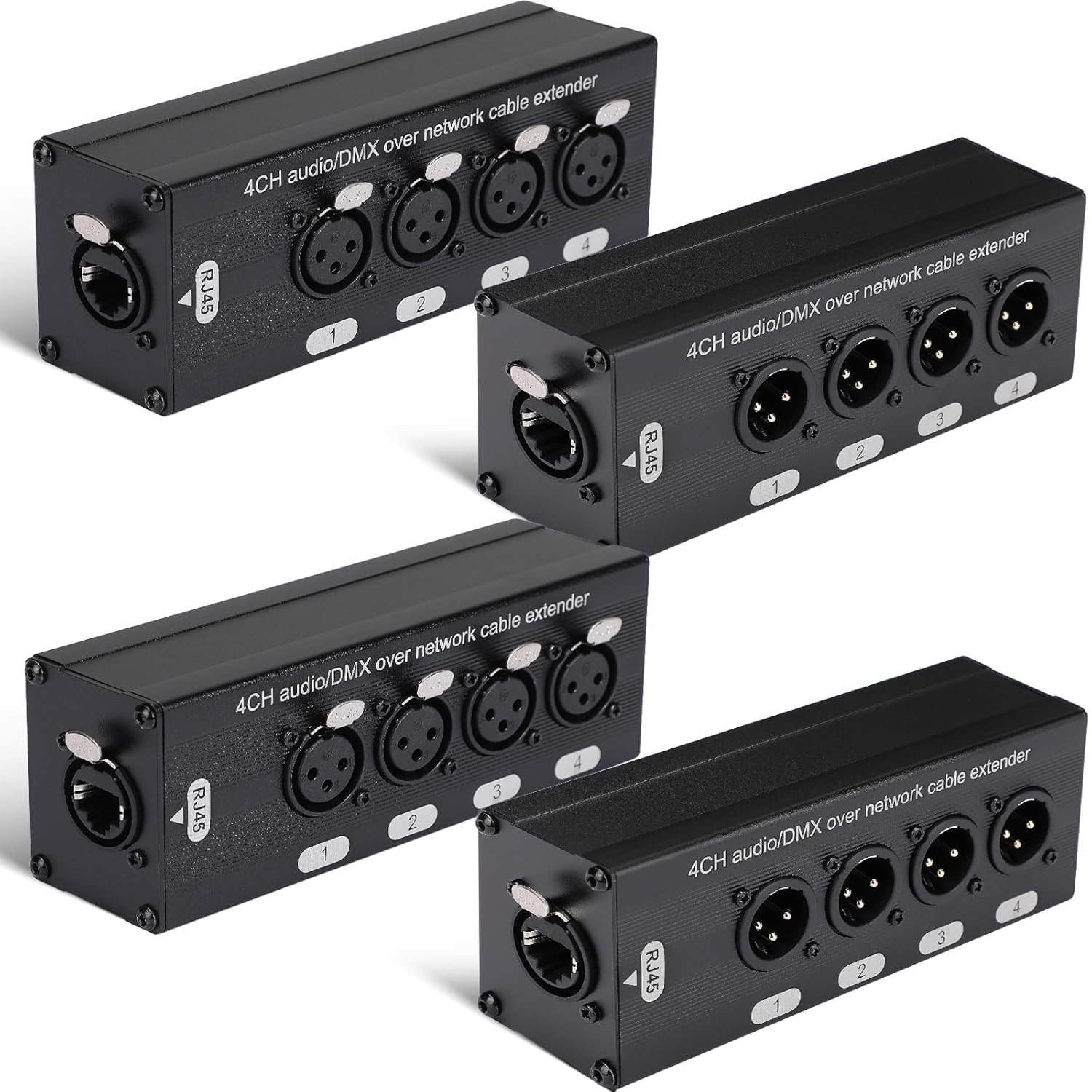 4 Pack 3 Pin XLR Multi Network Cable Breakout for Stage Use