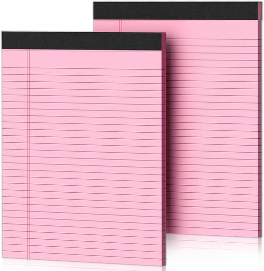 Nichela 8.5x11 Pink Legal Pads - Wide Ruled, Micro-Perforated - 2 Pcs