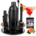 13-Piece Cocktail Shaker Set with Rotatable Stand - BarFrosted Black