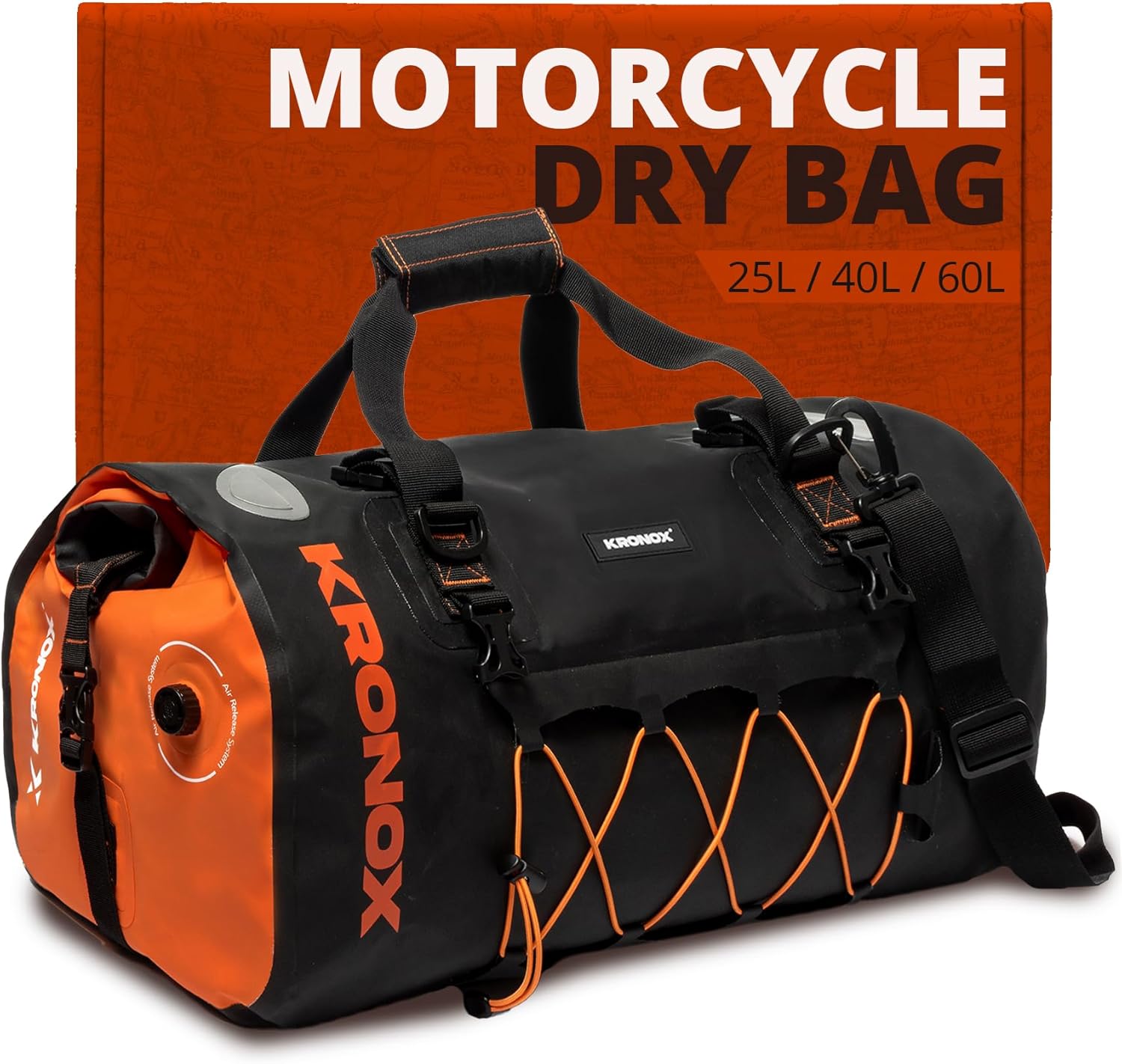 KRONOX Motorcycle Duffel Bag Waterproof 60L for Adventurers