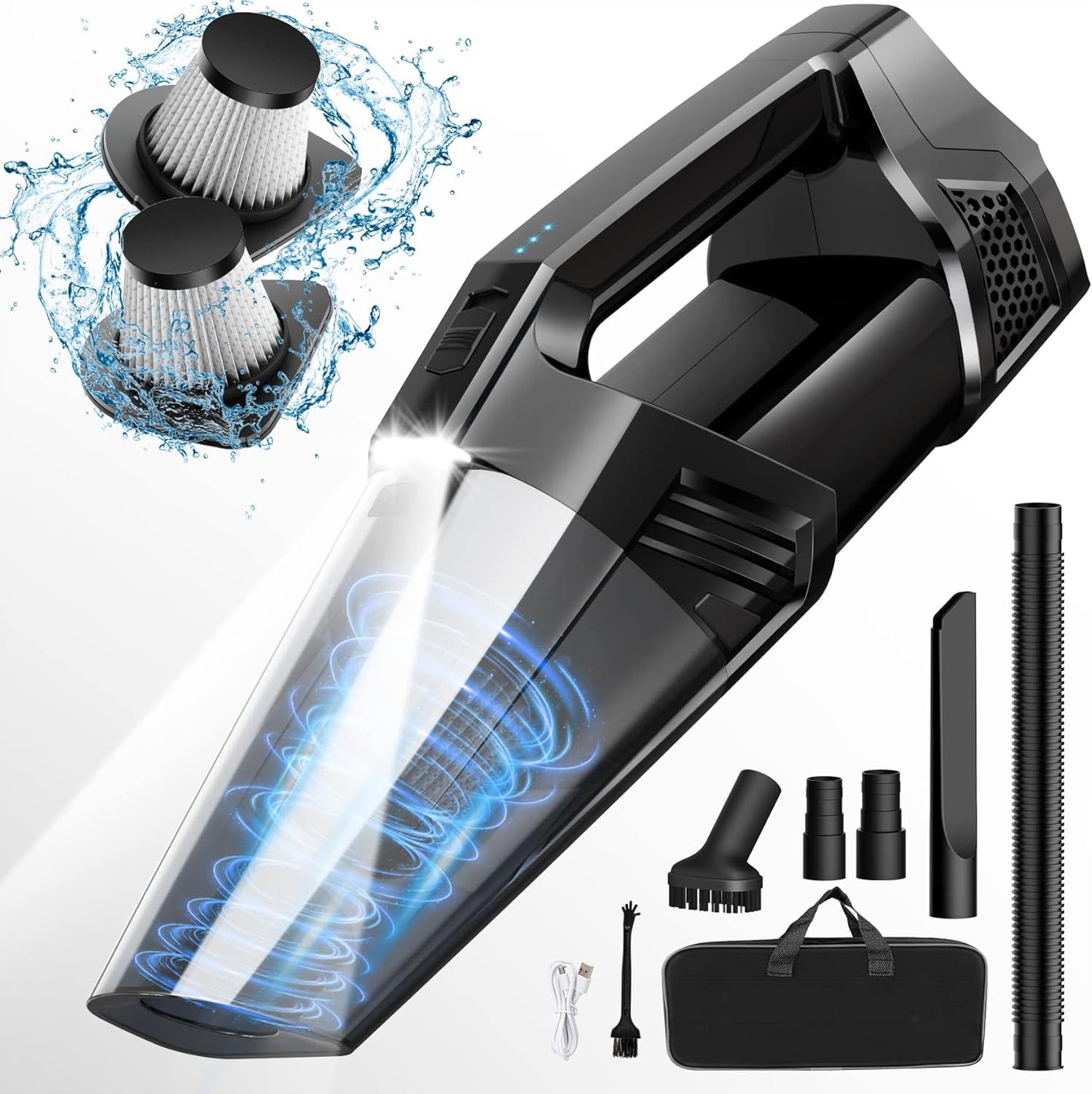 Powerful Cordless Car Vacuum with LED Light - Pet Hair Buster!