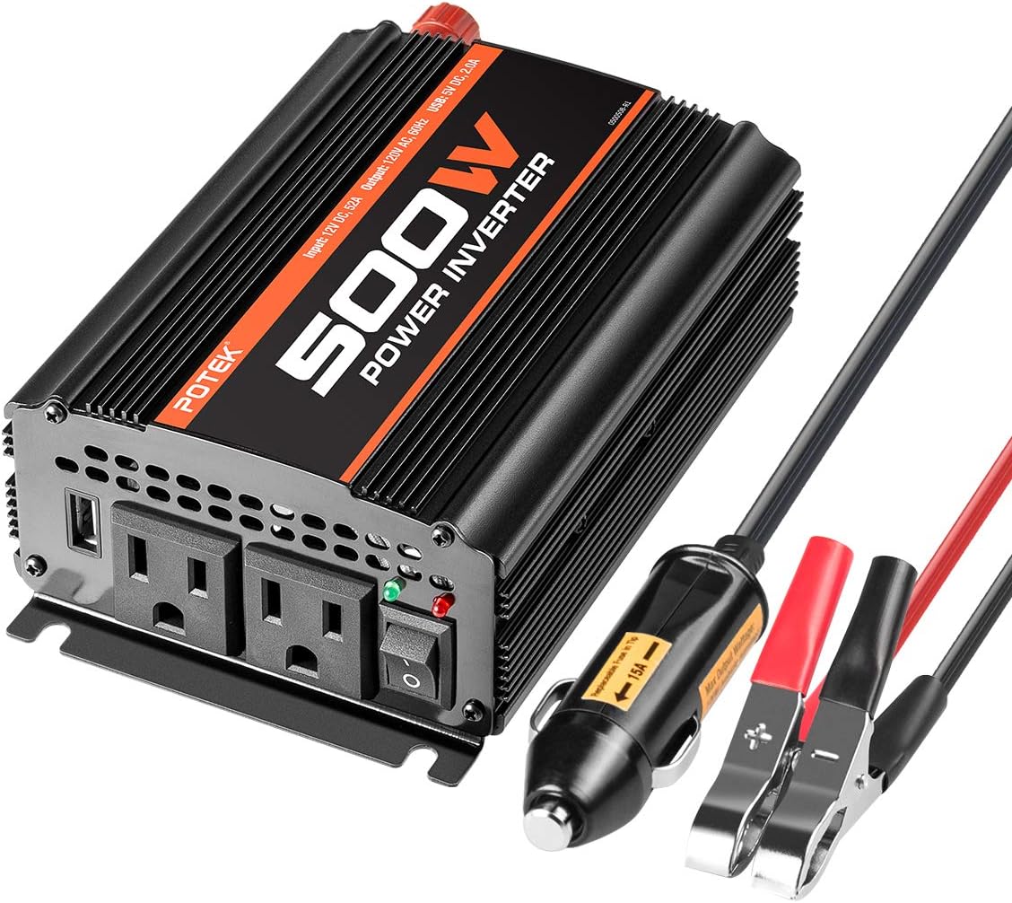 POTEK 500W Power Inverter for Car Charging Multiple Devices