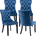Blue Velvet Kitchen & Dining Chairs Set of 4 - Tufted Comfort