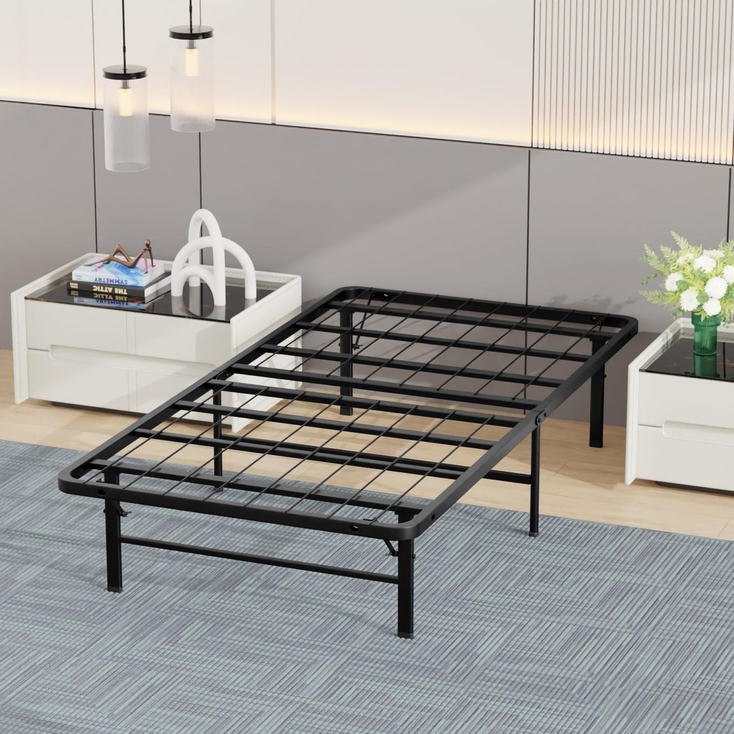 BestMassage Twin Bed Frame with Heavy Duty Steel Slats