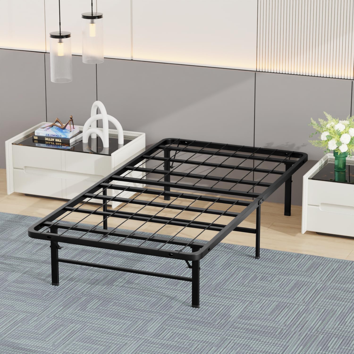 BestMassage Twin Bed Frame with Heavy Duty Steel Slats