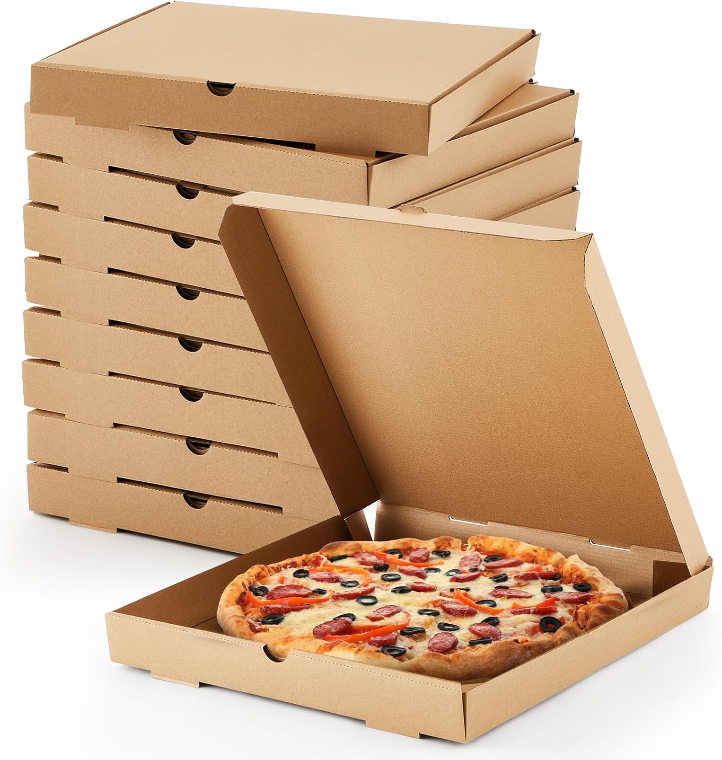 10 Pcs Corrugated Pizza Boxes for Takeout and Crafts Needs