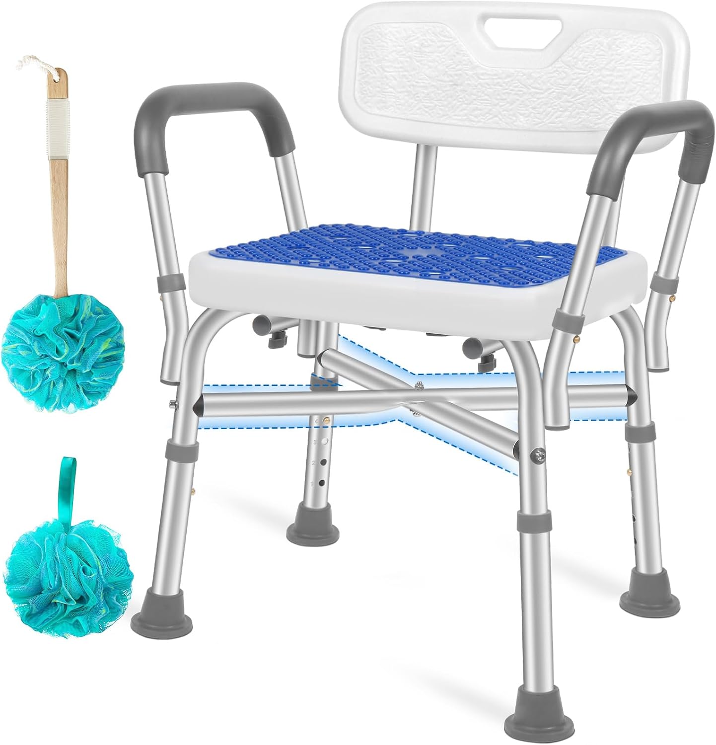 550LB Capacity Shower Chair, Anti-Slip, Enhanced Support