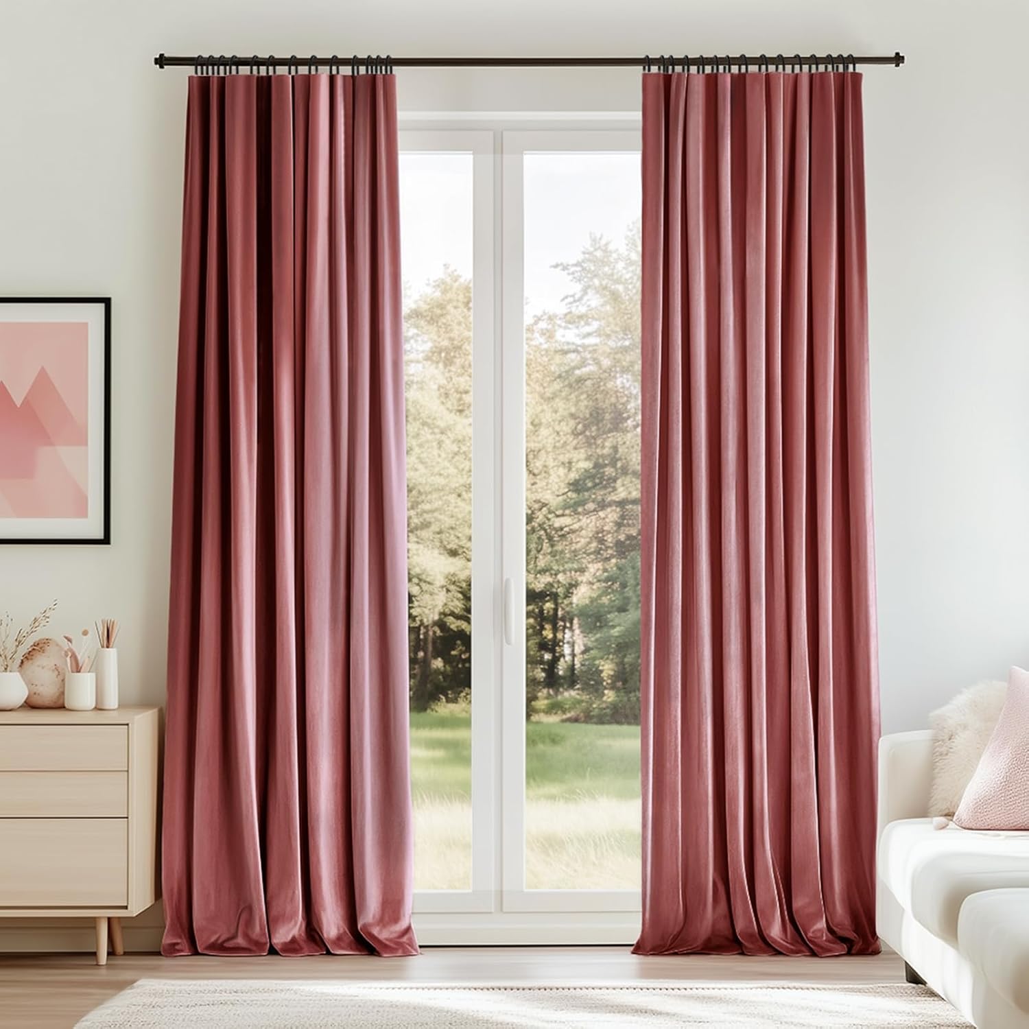 Dusty Rose Velvet Blackout Curtains for Stylish Home Decor