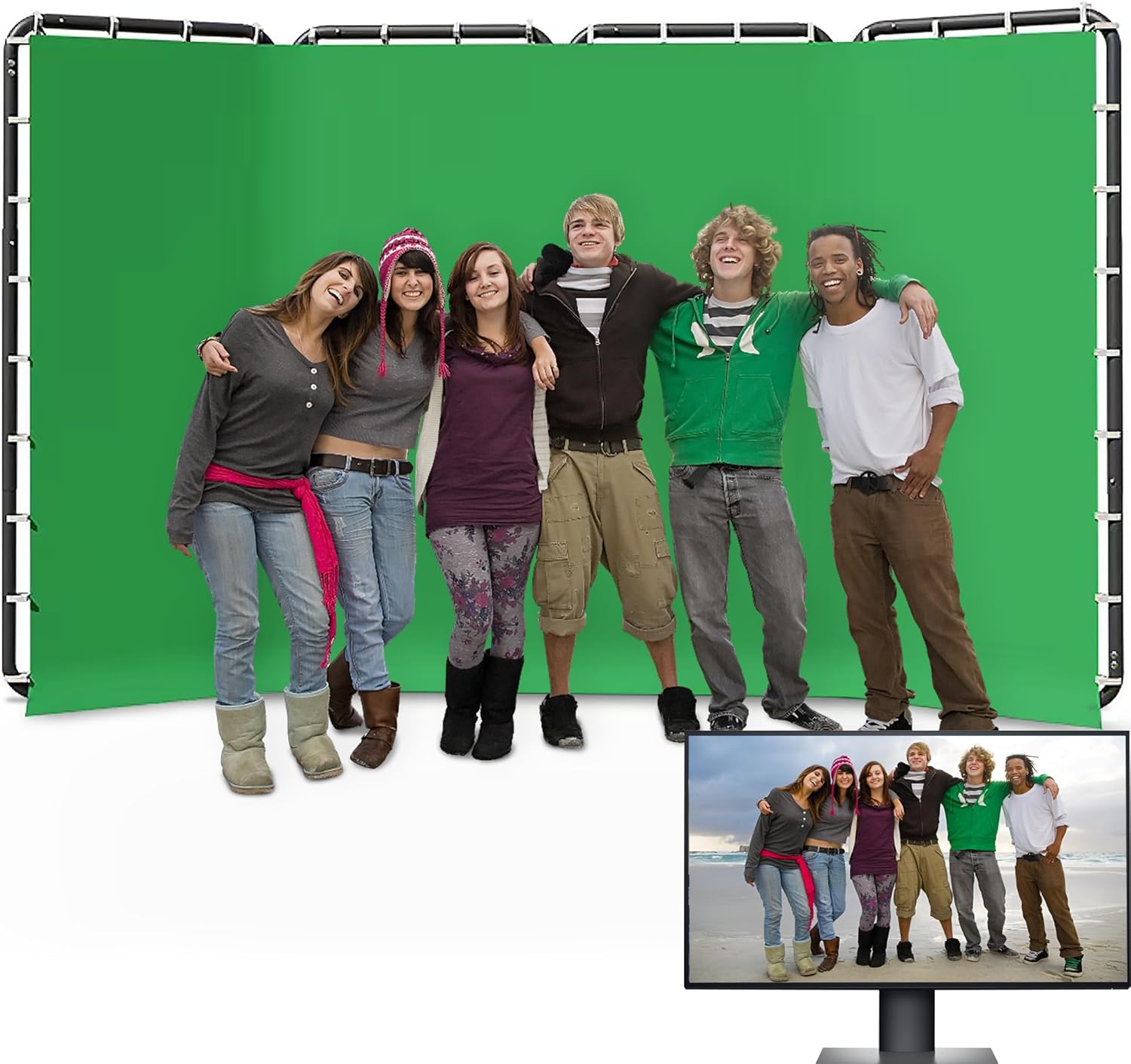 Large Green Screen Backdrop with Stand for Photo Studio Use