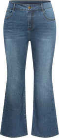 Women's Plus Size High Waisted Flared Jeans - Stretchy Bell Bottom