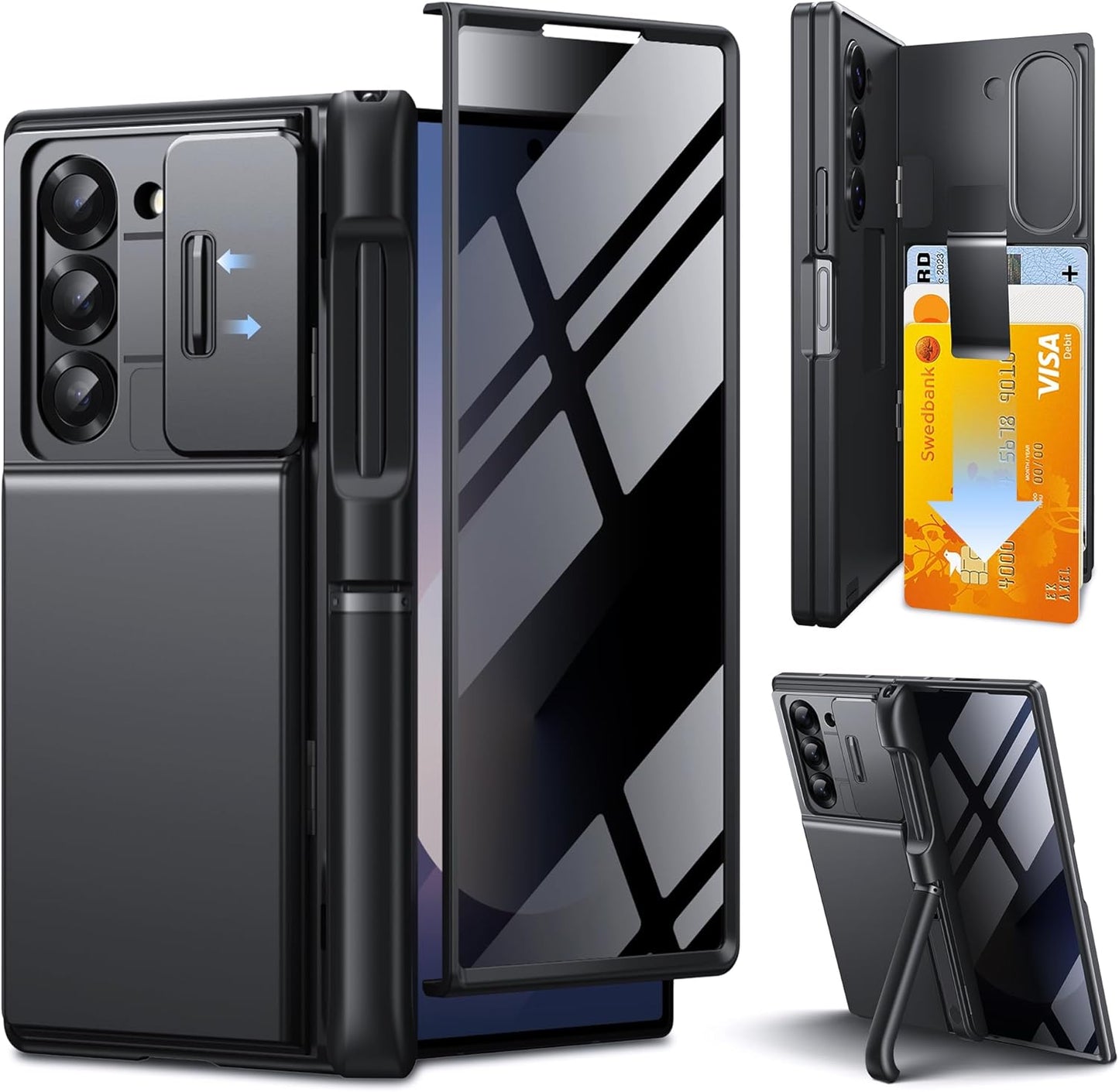 TONGATE Wallet for Z Fold 6 Case with Privacy Screen Protector