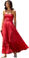 Womens Boho Backless Cotton Rayon Maxi Dress - Summer Halter